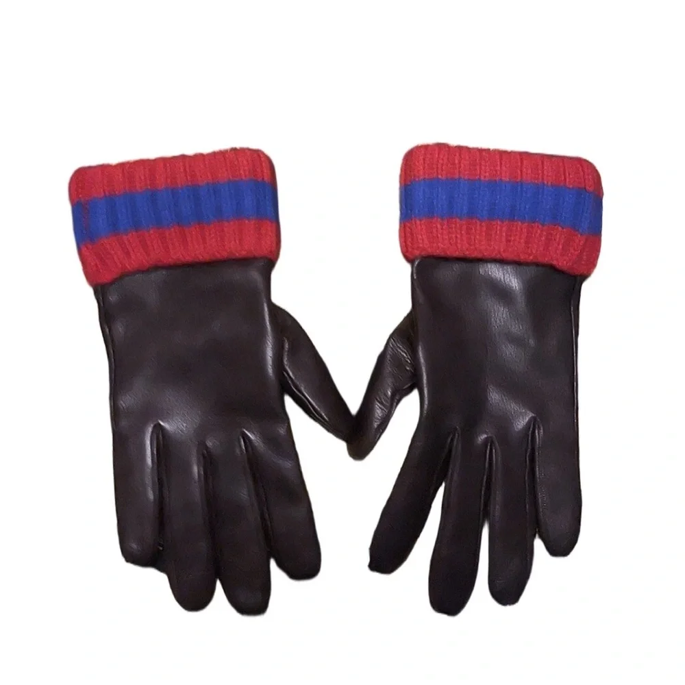 $1280 Gucci Women’s Lambskin Leather/Cashmere Gloves 8.5